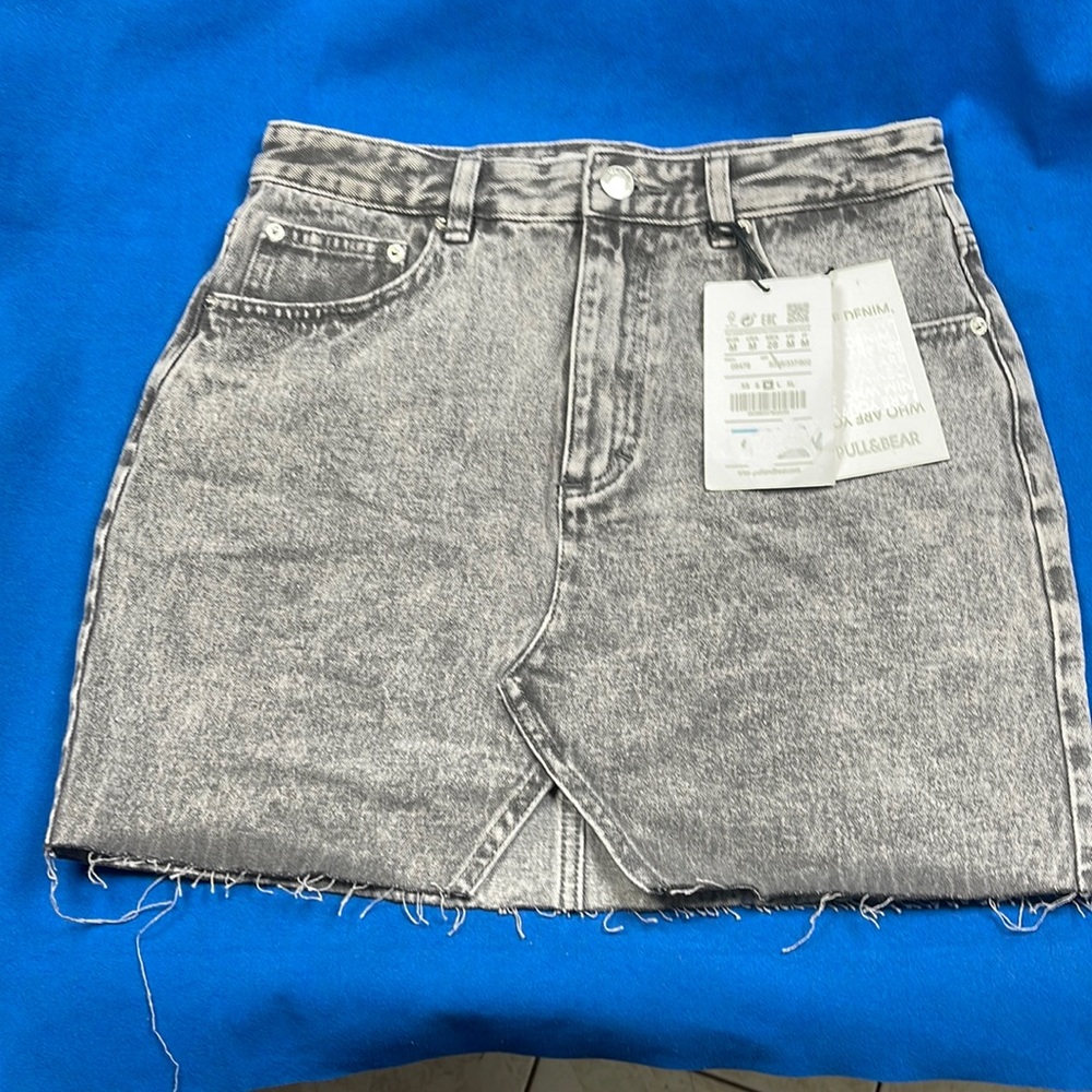 Pull&Bear light washed black denim skirt